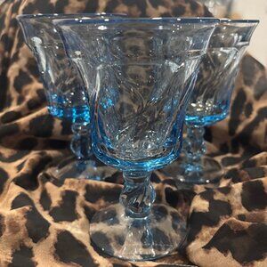 3 Fostoria Jamestown Light Blue Water Goblets 5  7/8" in excellent condition